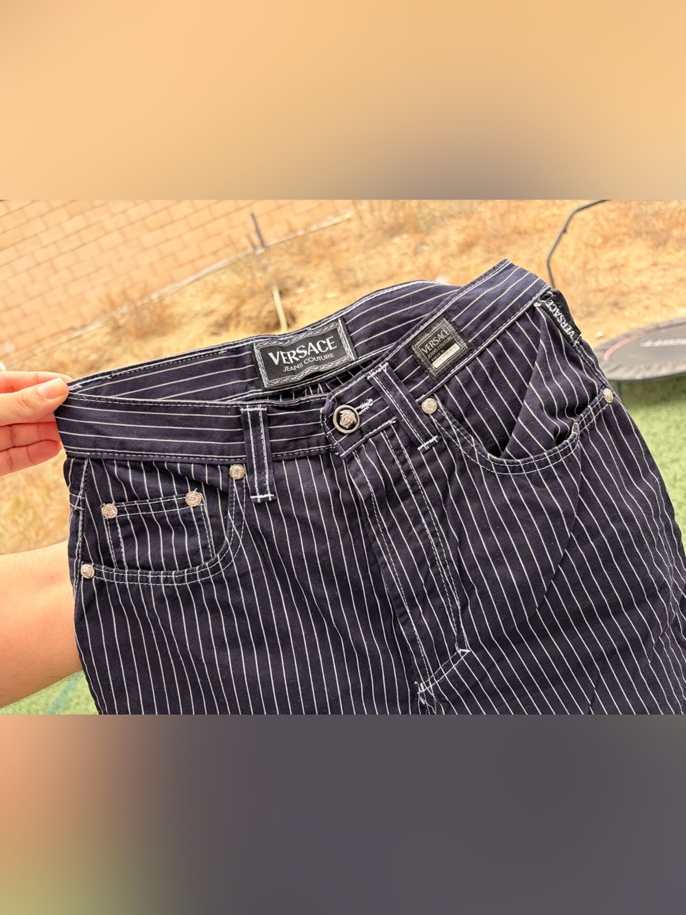Vintage Versace Jeans Couture Pinstripe Pants Made in Italy - Size 26 / 40